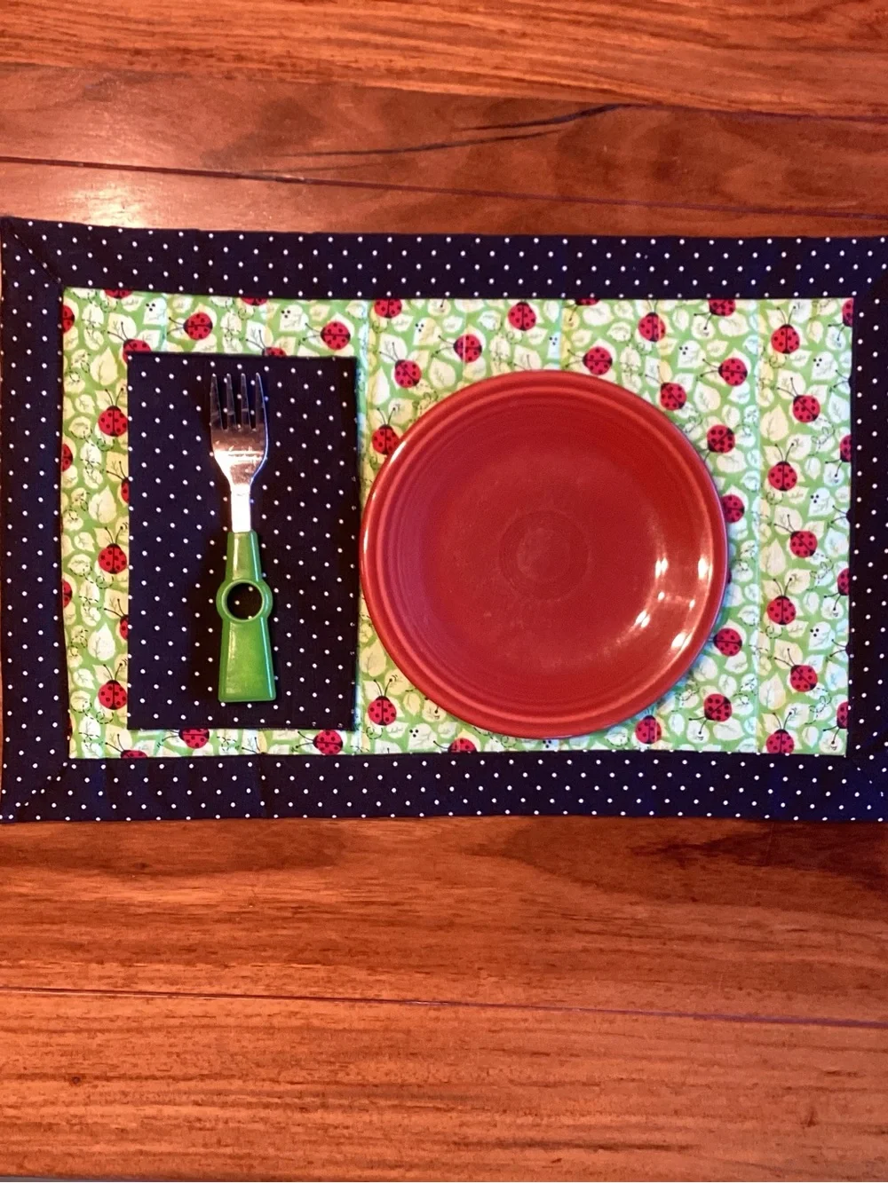 Handmade Ladybug Cotton Placemat and Napkin Set